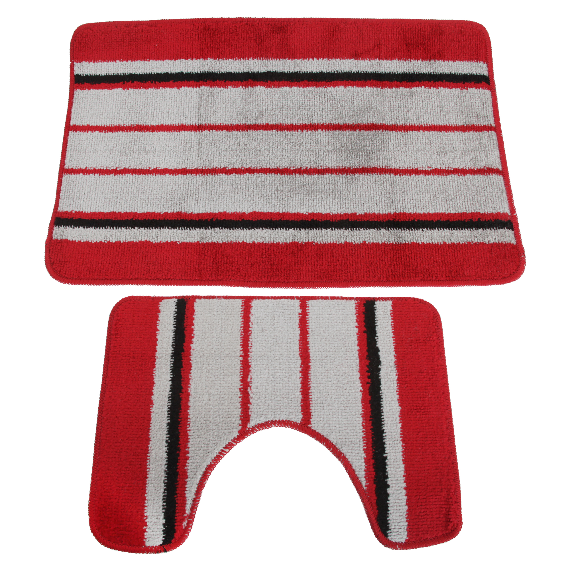 2 Piece Stripe Design Bath & Pedestal Bathroom Mat Set eBay