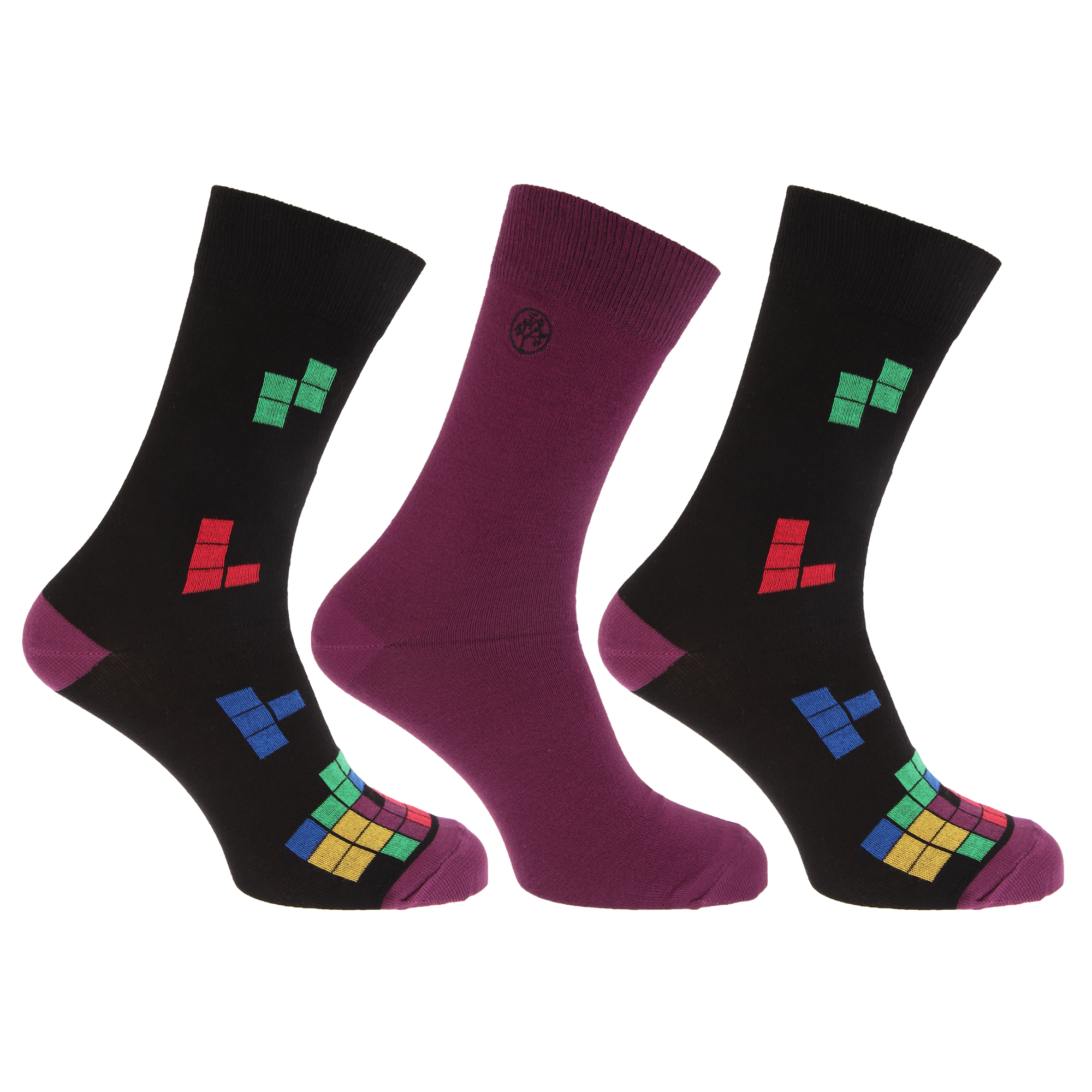 Mens Organic Bamboo Blend Ankle Socks With Tetris Design (Pack Of 3) eBay