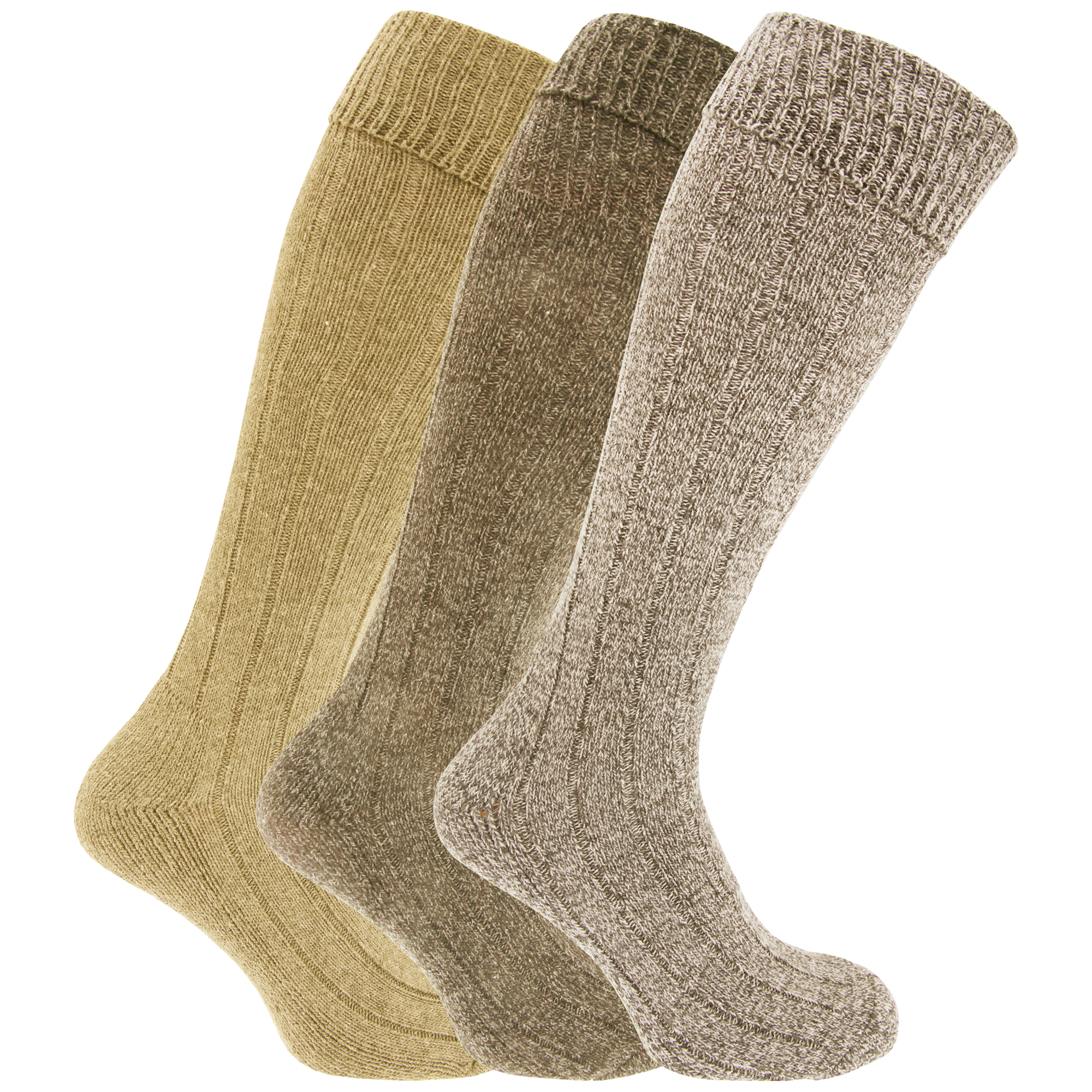 Mens Knee High Chunky Thermal Wool Winter Boot Socks (Pack Of 3) US