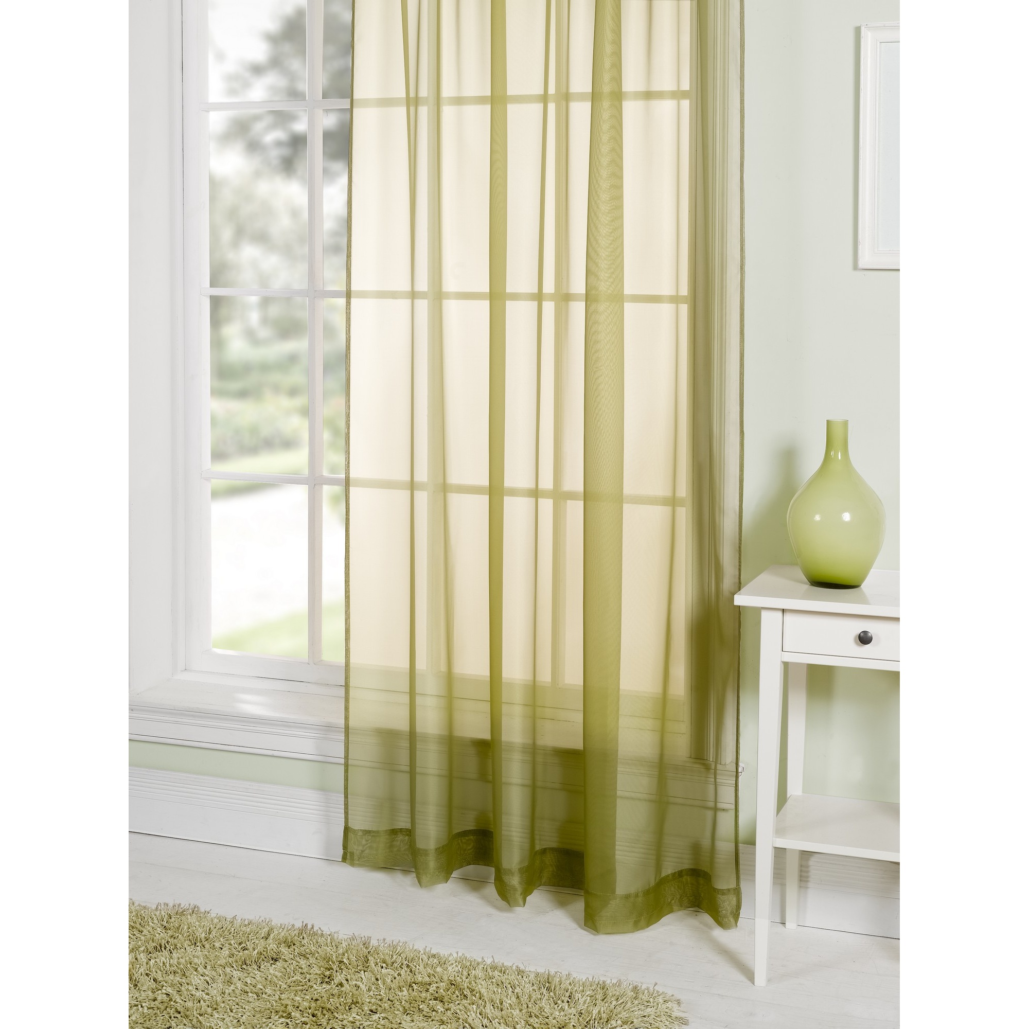 Lucy Plain Colored Scarf Valances Voile Panel Window Sheer Curtains/Drapes