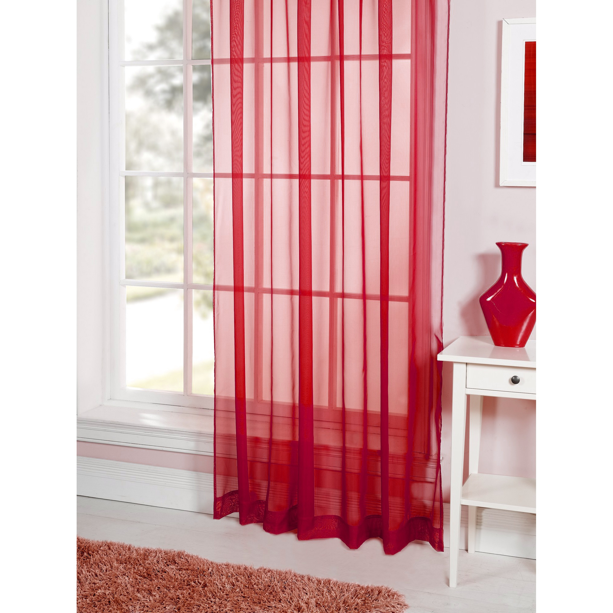 Lucy Plain Colored Scarf Valances Voile Panel Window Sheer Curtains/Drapes