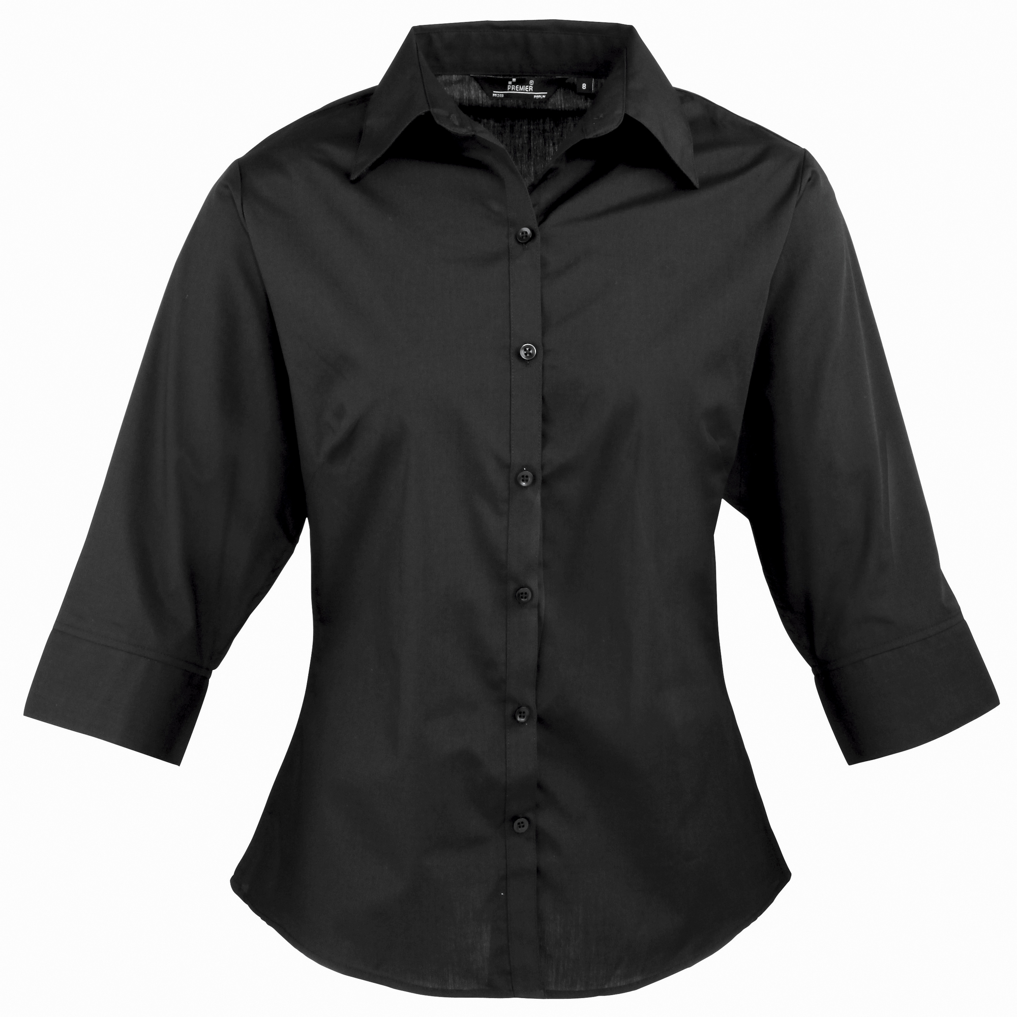 Womens/Ladies Premier 3/4 Sleeve Poplin Blouse/Plain Work/Office