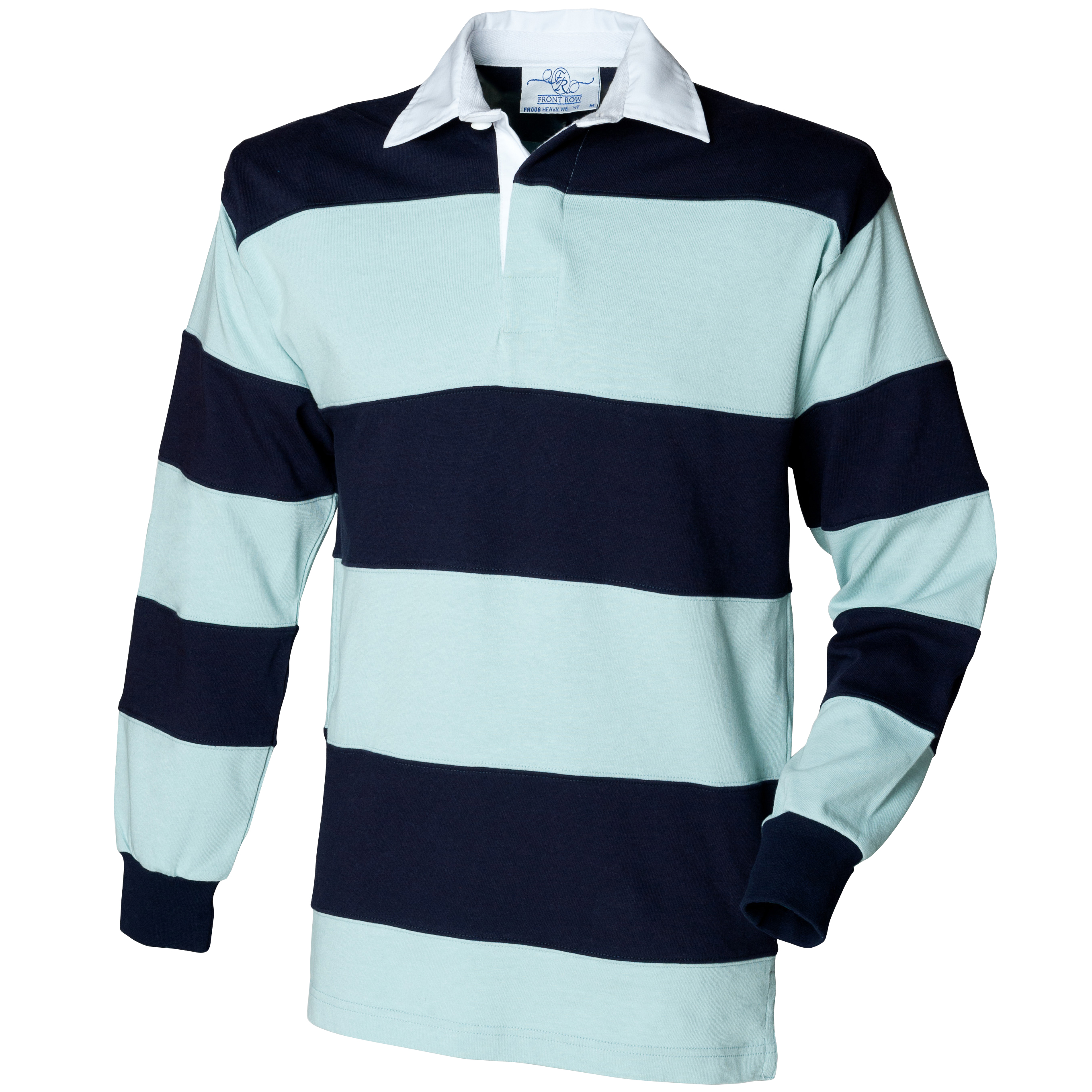 Front Row Sewn Stripe Long Sleeve Sports Rugby Cotton Polo Shirt /T