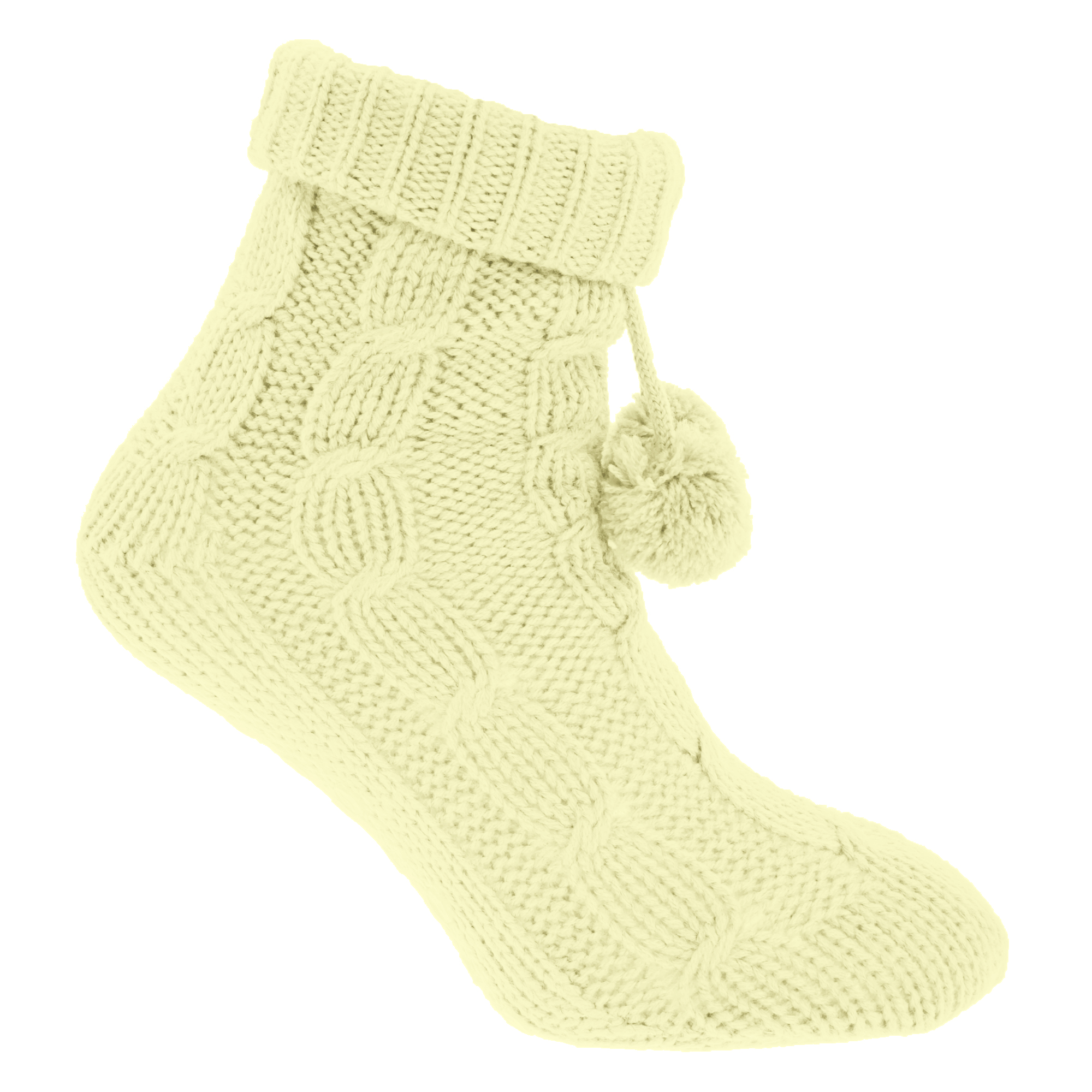 Womens/Ladies Plain Cable Knit Thermal Slipper Socks With Grippers eBay