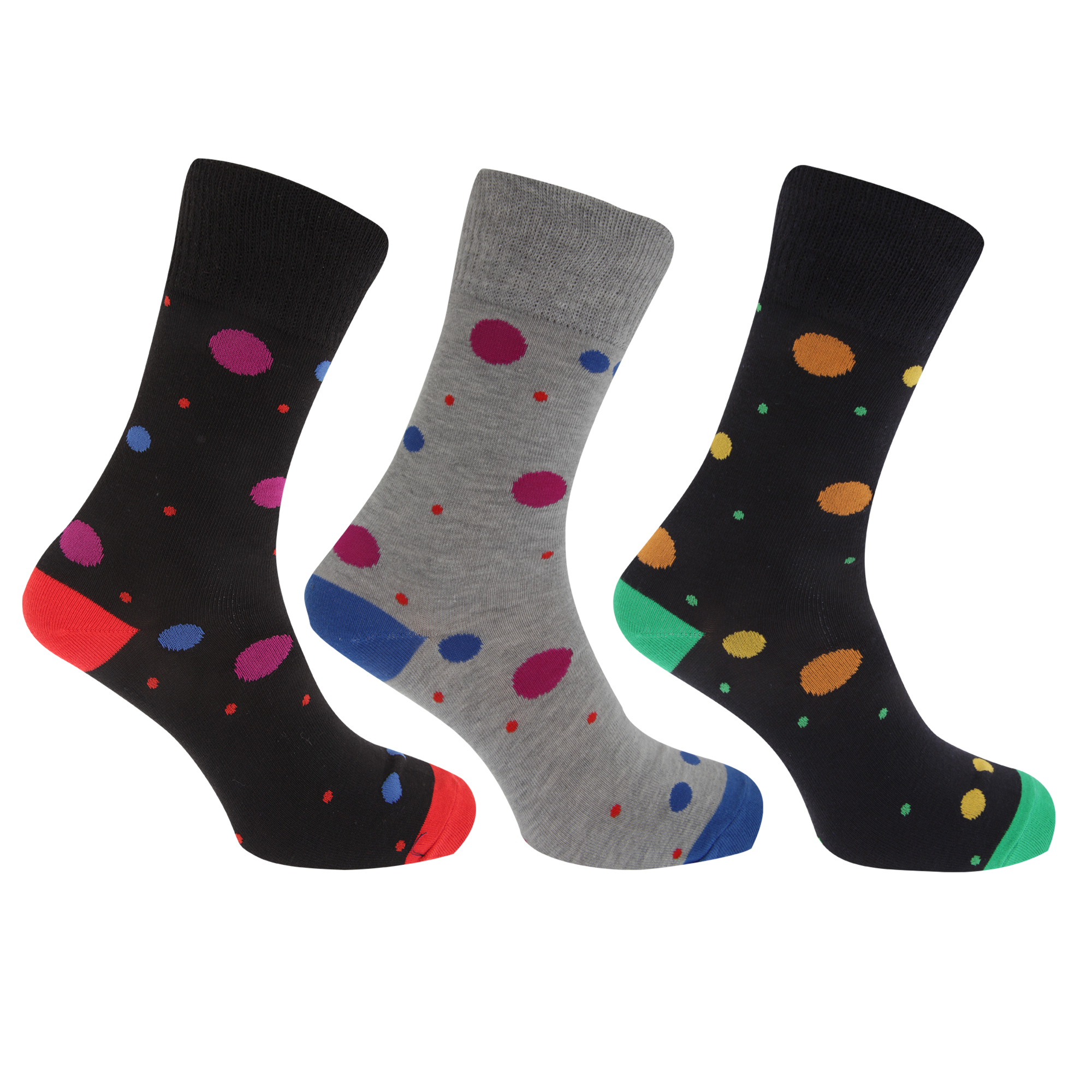 Womens/Ladies Non Elastic Color Spot Casual Crew Socks (Pack Of 3