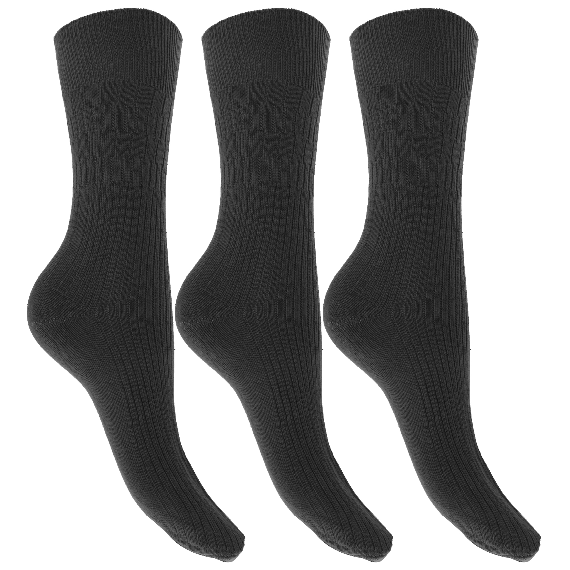 Womens/Ladies Plain Gentle Grip Non Elastic Diabetic Socks (Pack Of 3
