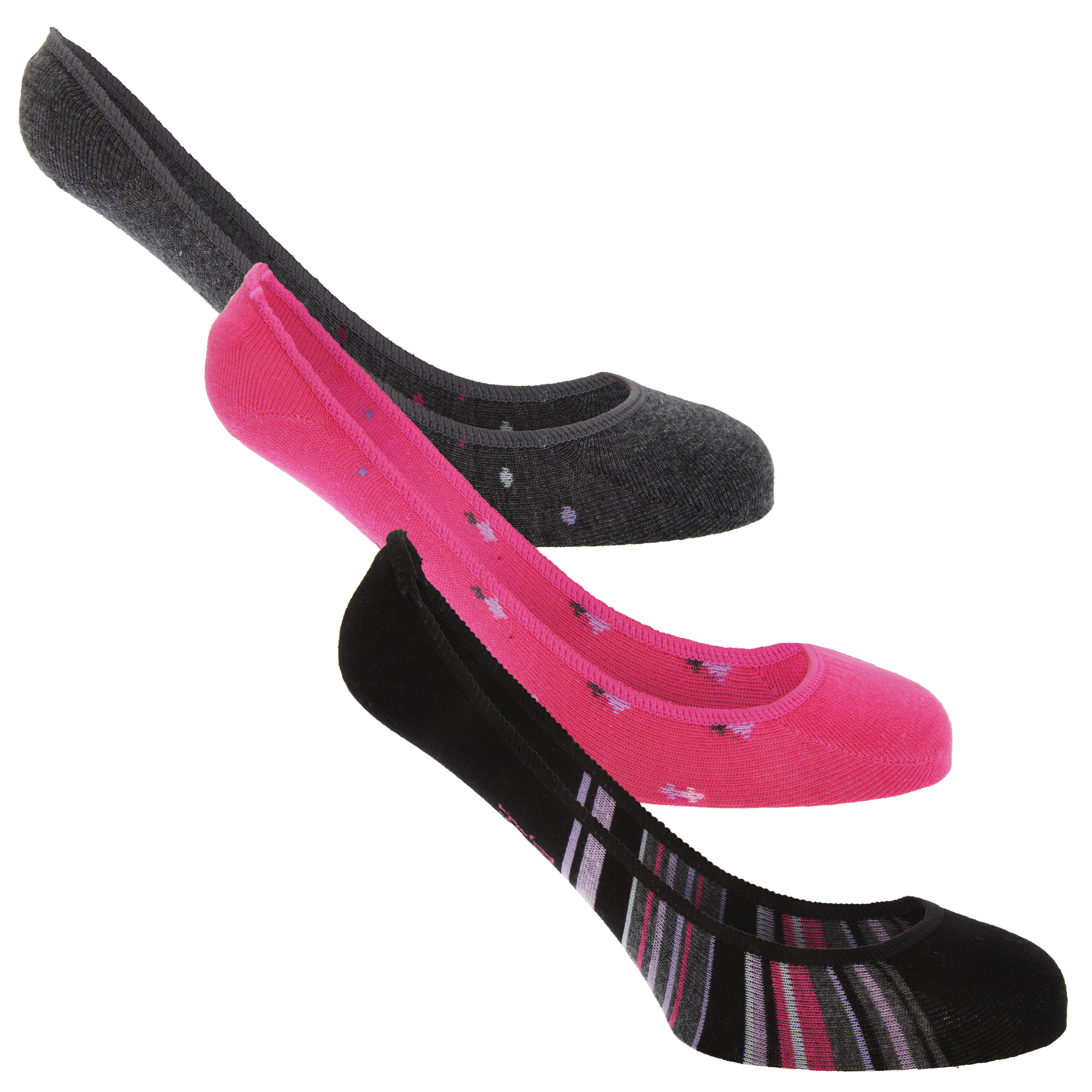 Womens/Ladies Invisible Cotton Rich Liner Socks With Heel Grip 3 Pack